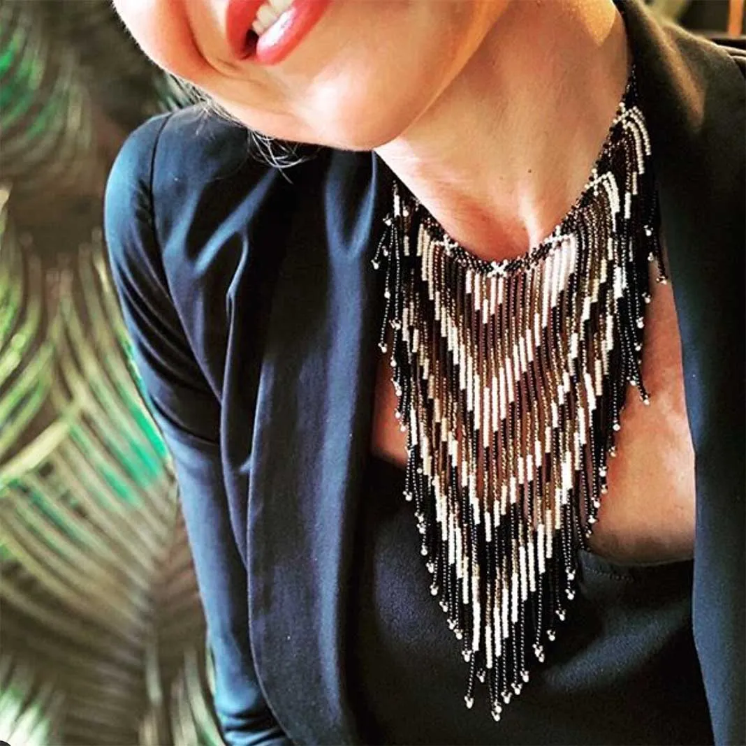 Frida Fantail Cascading Beaded Necklace sold by Azuni London product image thumbnail 2