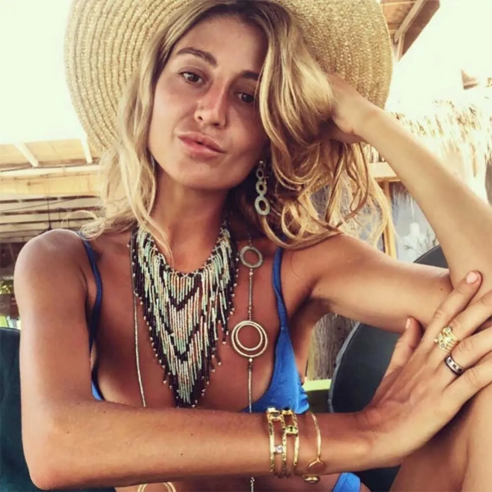 Frida Fantail Cascading Beaded Necklace sold by Azuni London product image thumbnail 5