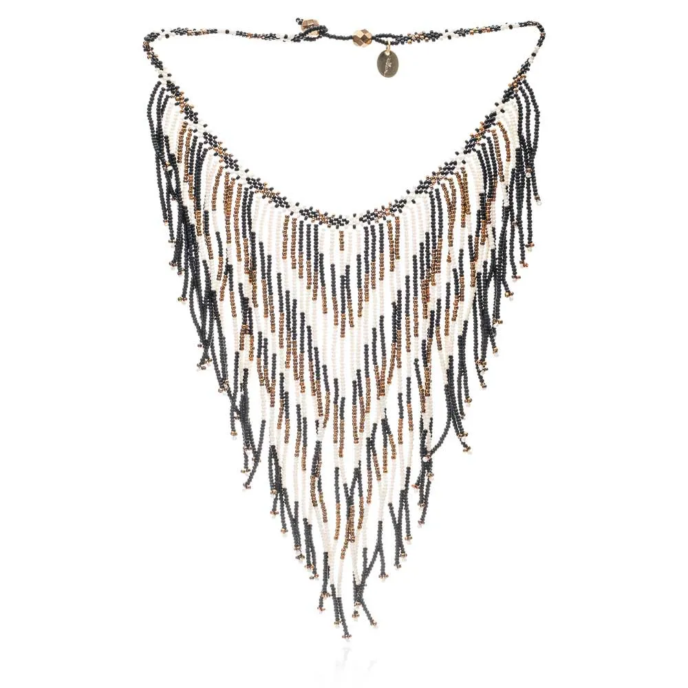 Frida Fantail Cascading Beaded Necklace sold by Azuni London