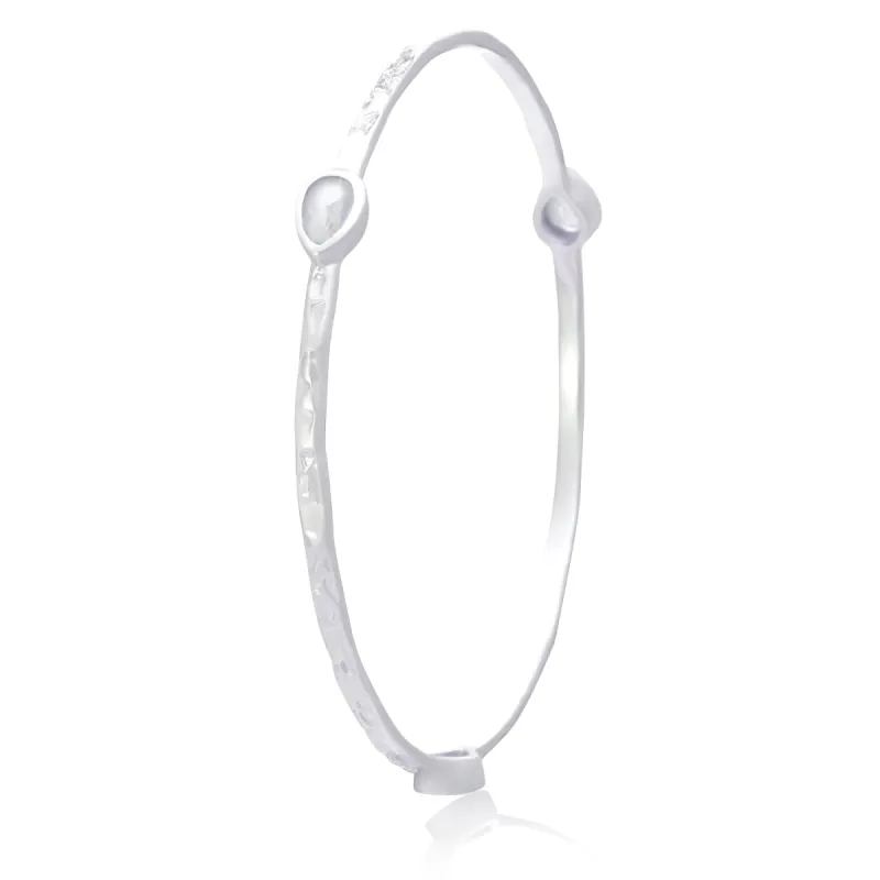 Simi Three Stone Stacking Bangle: Silver sold by Azuni London