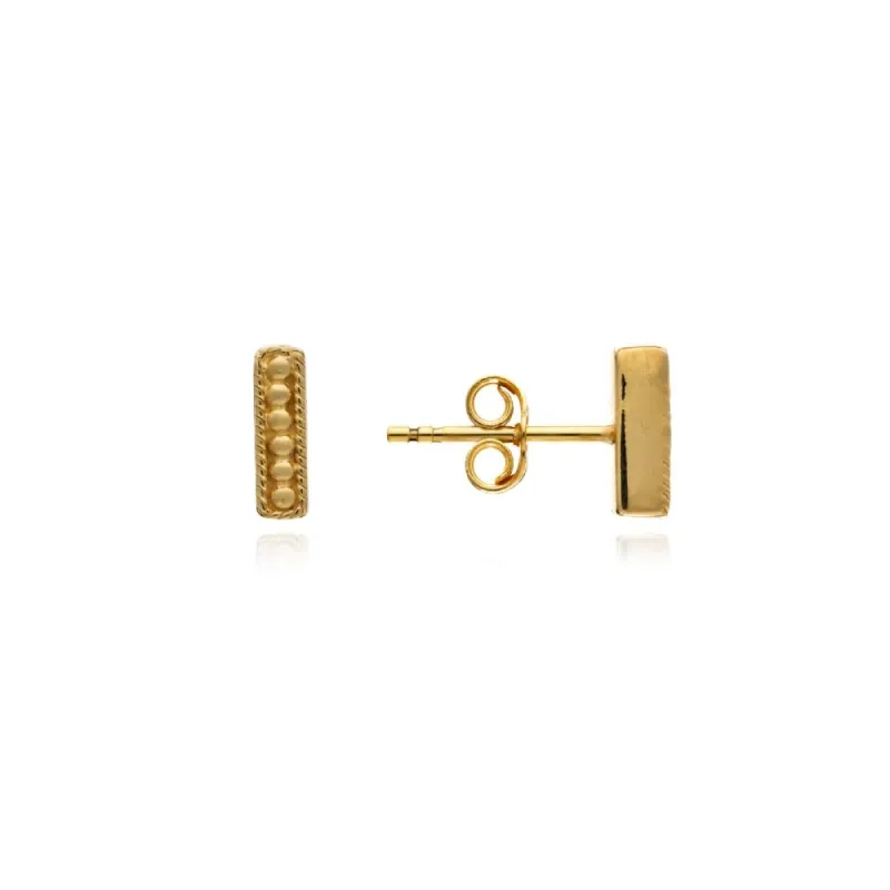 Gold Leote Stud Earrings sold by Azuni London