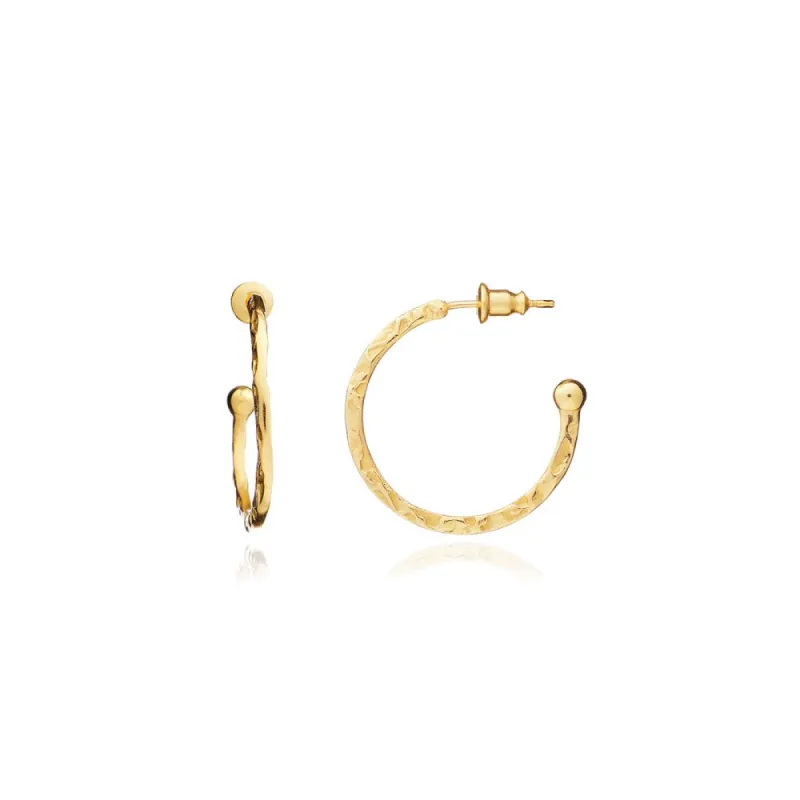 Lydia Textured Gold Hoops sold by Azuni London