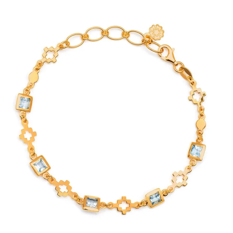 Inca Cross Bracelet with Blue Topaz sold by Azuni London