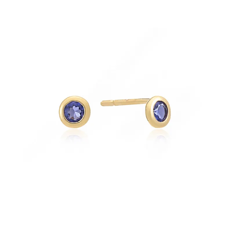Iolite Round Gemstone Stud sold by Azuni London