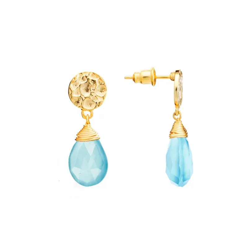 Athena Large Drop Earrings: Aqua sold by Azuni London