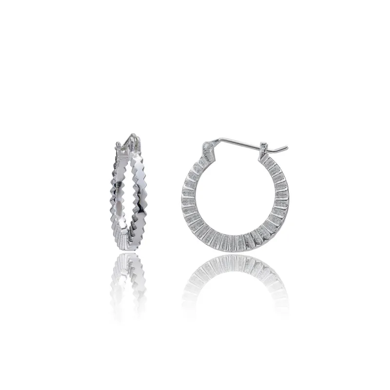 Kea Ridged Silver Hoops made by Azuni London