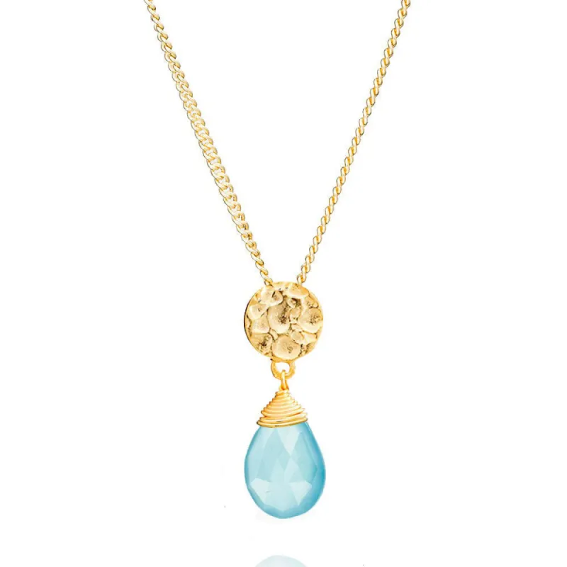 Classic Athena Gemstone Necklace: Aqua sold by Azuni London