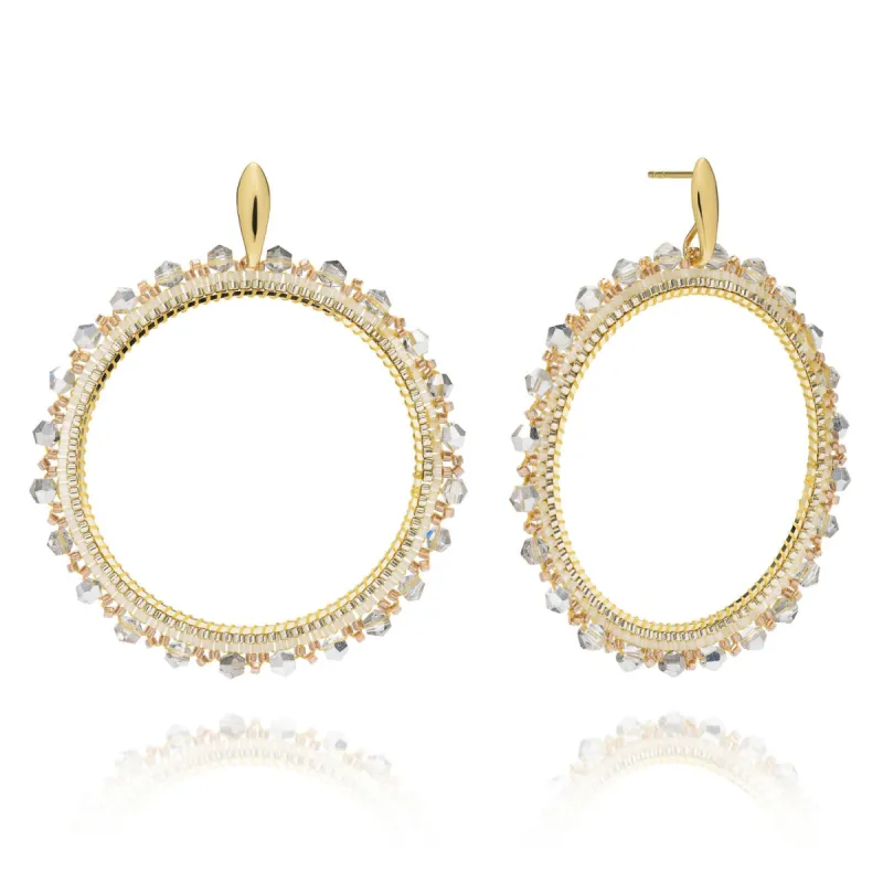Chimila Large Bead and Crystal Hoop Earrings sold by Azuni London
