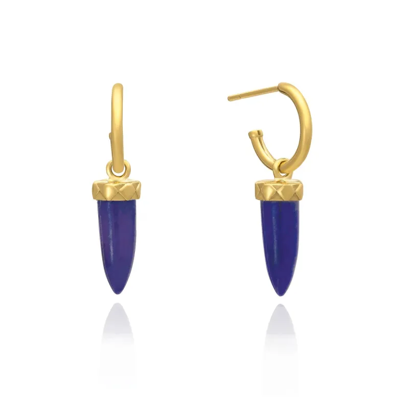 Gold Pueblo Gemstone Spike Hoop Earrings sold by Azuni London