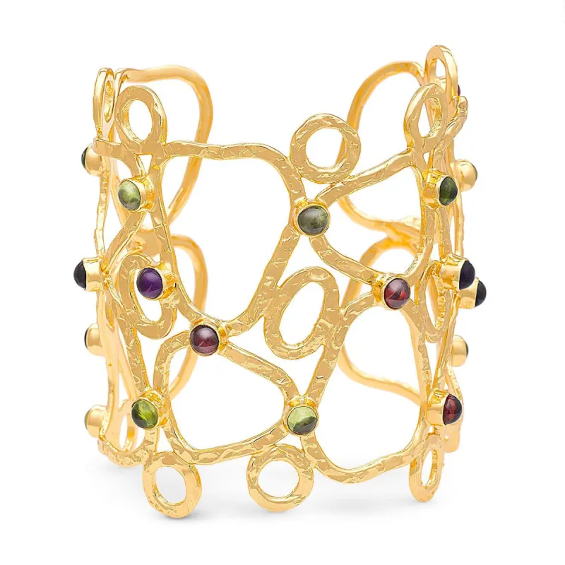Thalia Wide Sculptural Cuff: Dusk Mix sold by Azuni London