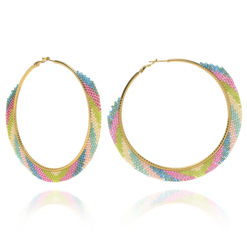 Zuri Extra Large Beaded Hoop Earrings sold by Azuni London