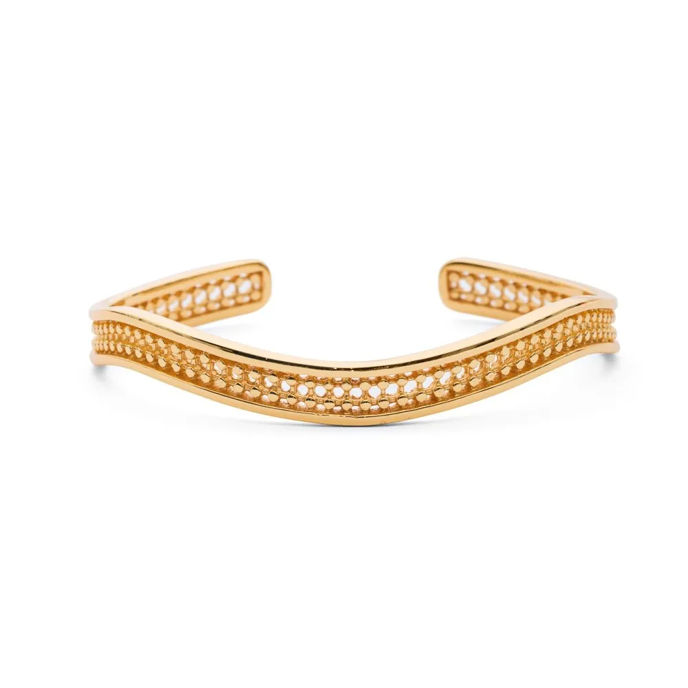 Etrusca Simple Curve Gold Bangle sold by Azuni London