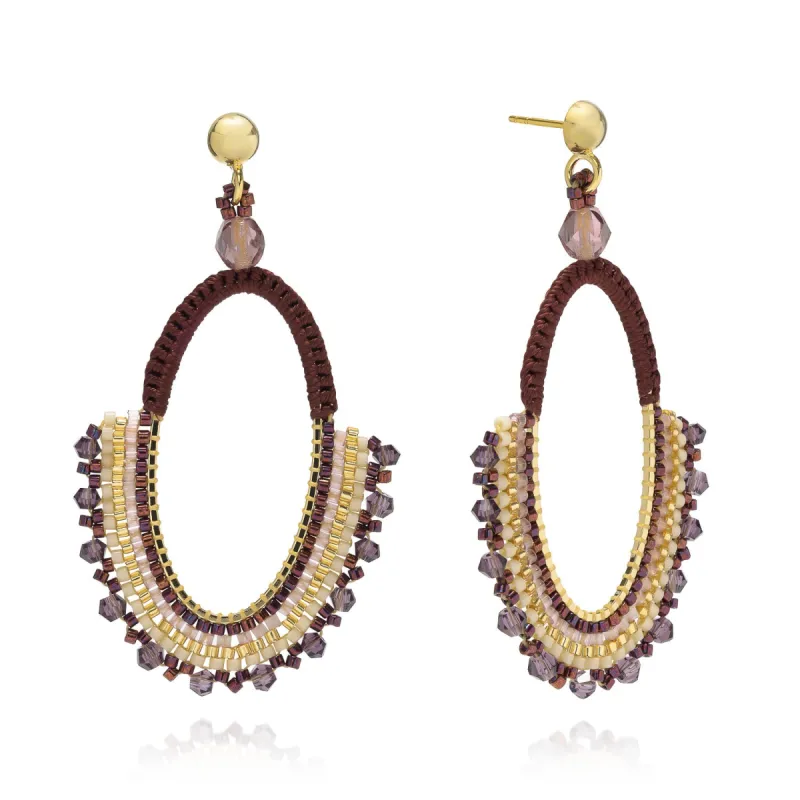 Kogi Large Oval Hoop Crochet Bead Earrings sold by Azuni London