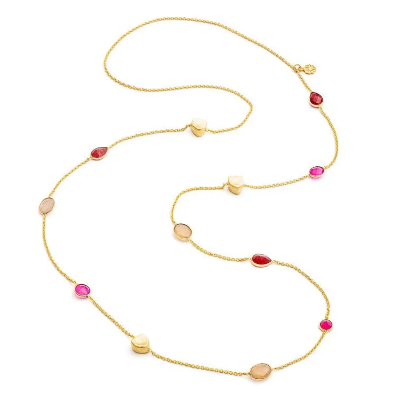 Penelope Multi-Stone Necklace: Gold sold by Azuni London