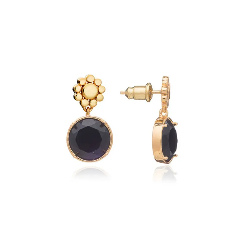 Etrusca Beaded Stud with Round Drop Black Onyx Stones sold by Azuni London