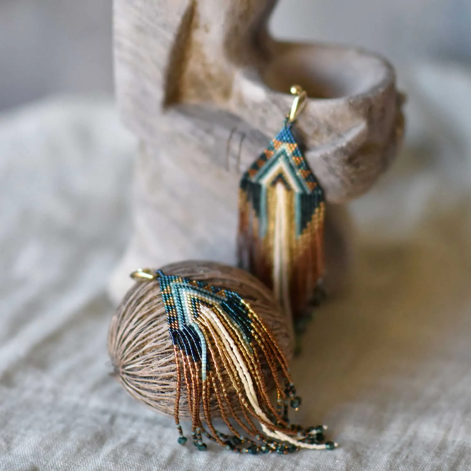 Cascada Long Bead Fringe Earrings sold by Azuni London product image thumbnail 2