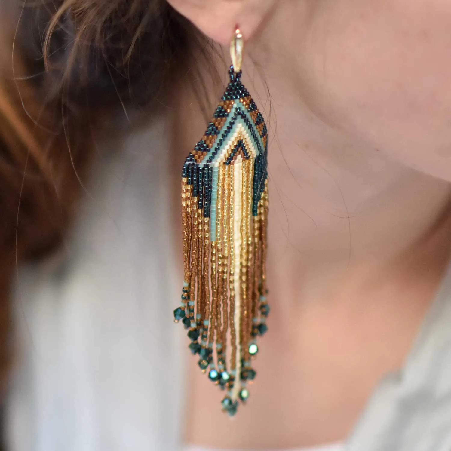 Cascada Long Bead Fringe Earrings sold by Azuni London product image thumbnail 4