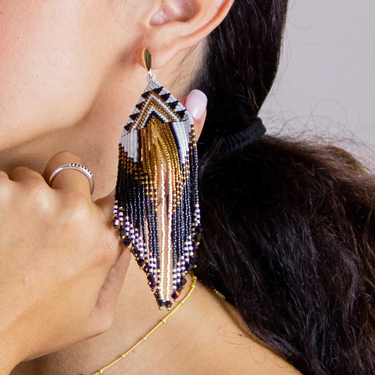 Cascada Long Bead Fringe Earrings sold by Azuni London product image thumbnail 5