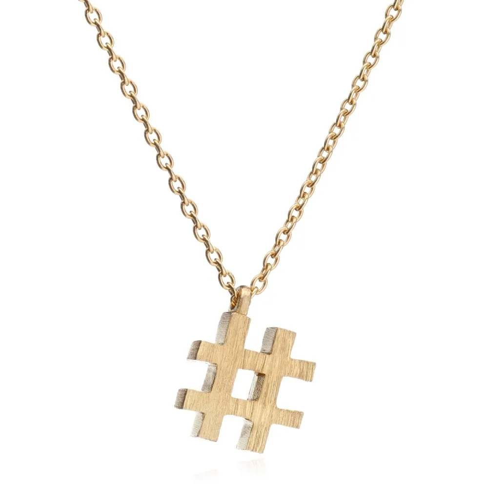 Gold Hashtag Necklace sold by Azuni London