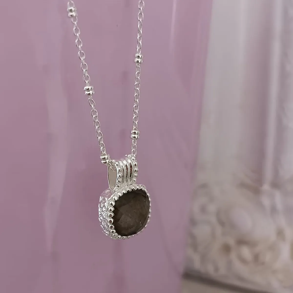 Tetra Square Gemstone Pendant: Silver Labradorite sold by Azuni London product image thumbnail 2