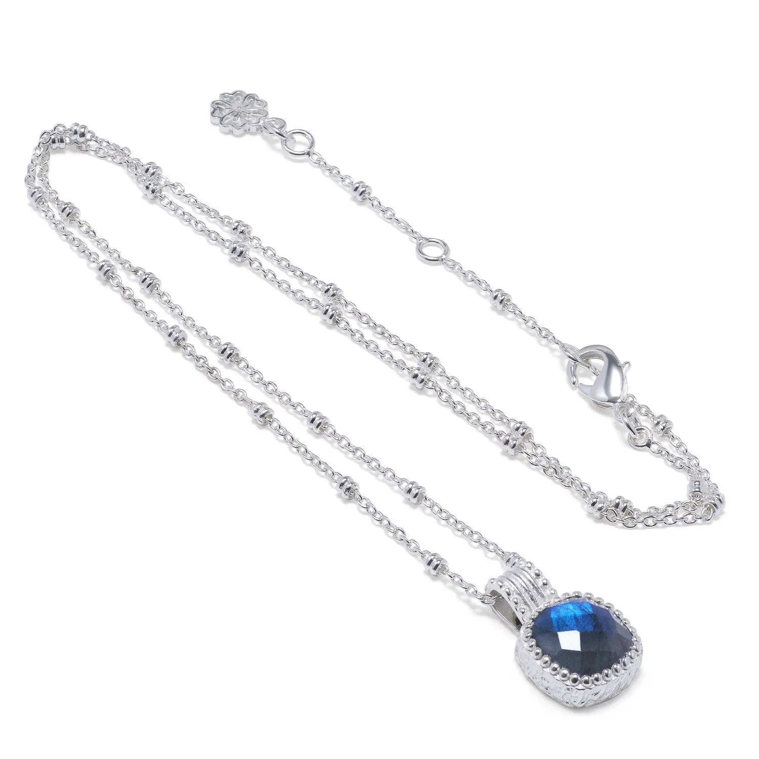 Tetra Square Gemstone Pendant: Silver Labradorite sold by Azuni London product image thumbnail 4