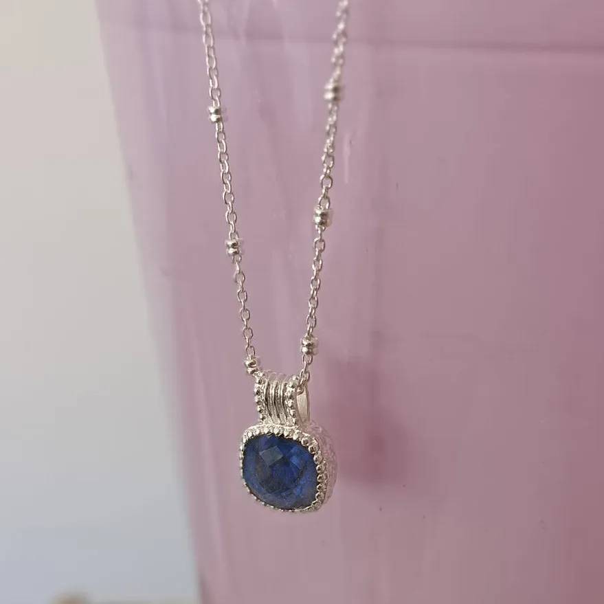 Tetra Square Gemstone Pendant: Silver Labradorite sold by Azuni London product image thumbnail 5