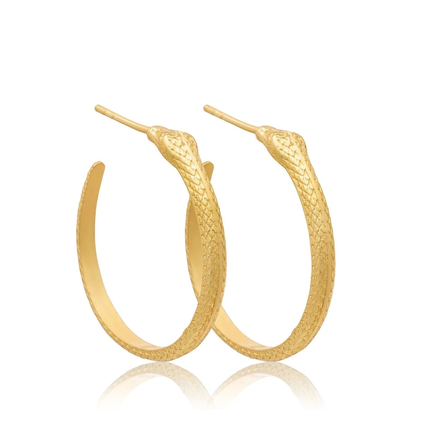 Medusa Gold Snake Hoop Earrings sold by Azuni London