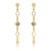 Diamond and Clover Motif Drop Earrings with Labradorite sold by Azuni London
