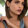 Diamond and Clover Motif Drop Earrings with Labradorite sold by Azuni London