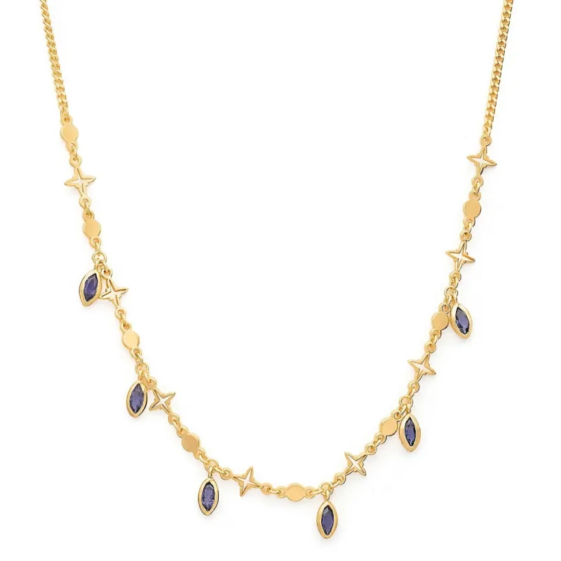 Four Pointed Star Gemstone Necklace with Iolite sold by Azuni London