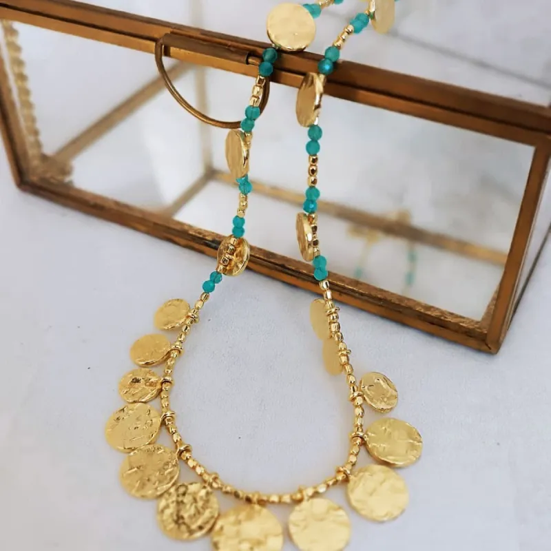 Cleo Coin Necklace: Apatite sold by Azuni London
