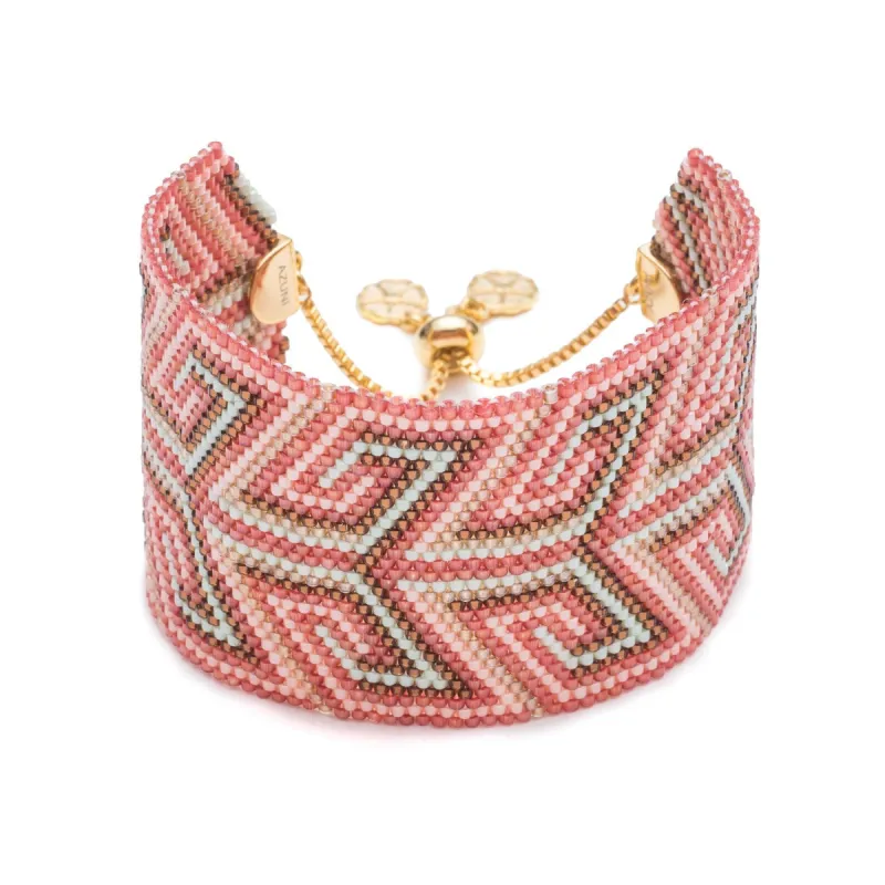 Aztec Design Wide Beaded Cuff sold by Azuni London