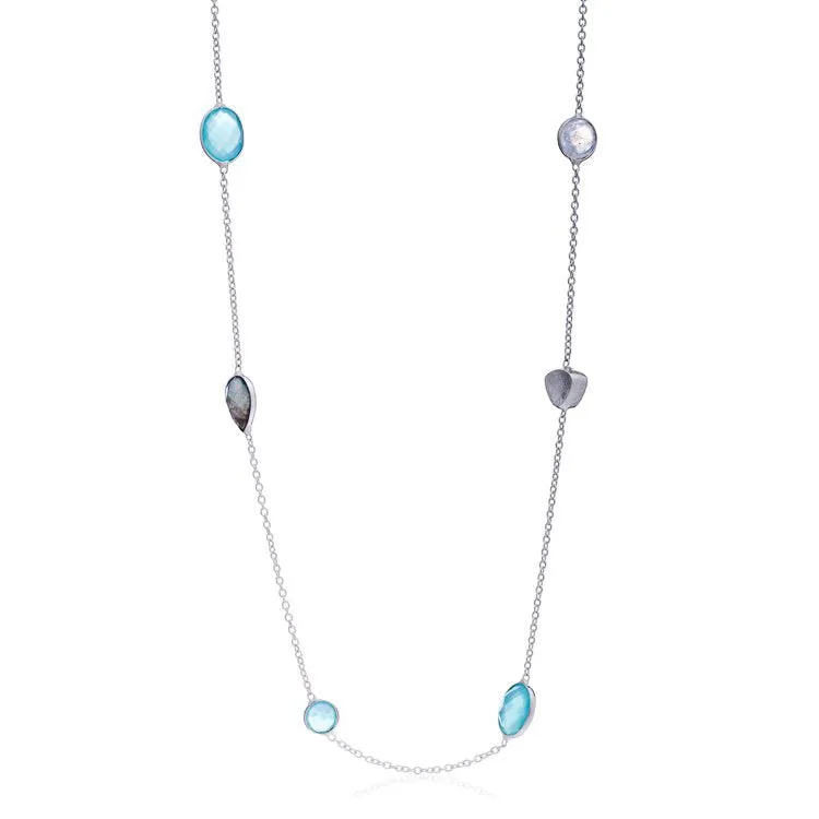 Penelope Necklace: Silver, Aqua, Moonstone, Labradorite sold by Azuni London product image thumbnail 2