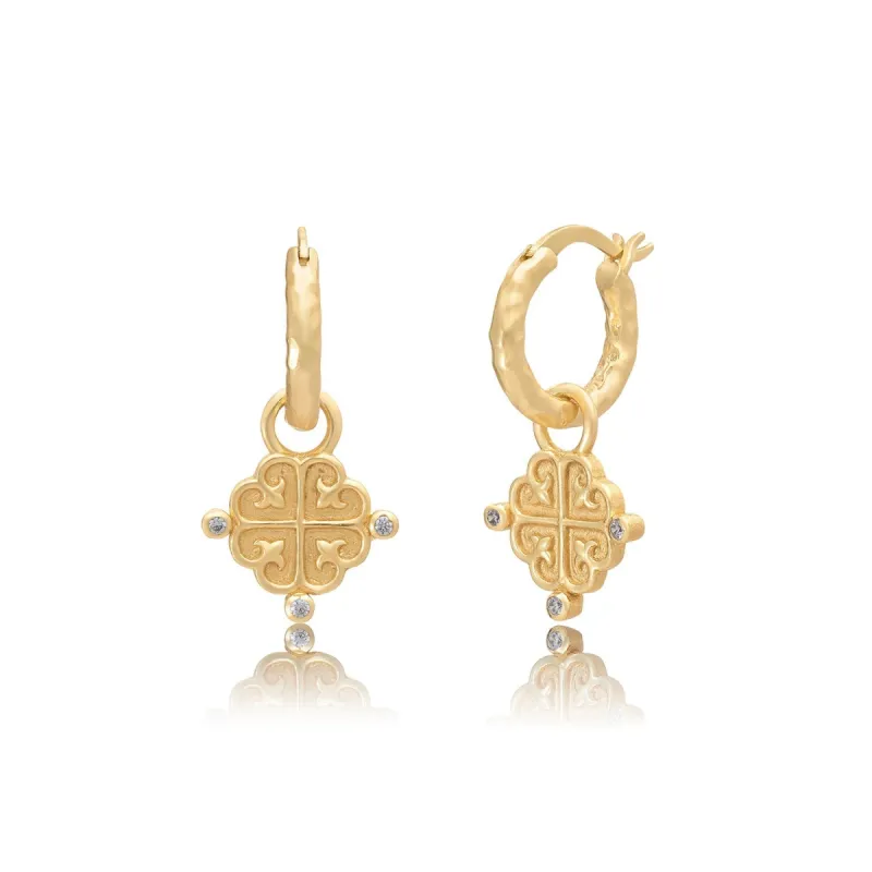 Eleni Small Hoop with Ornate Coin Charm sold by Azuni London