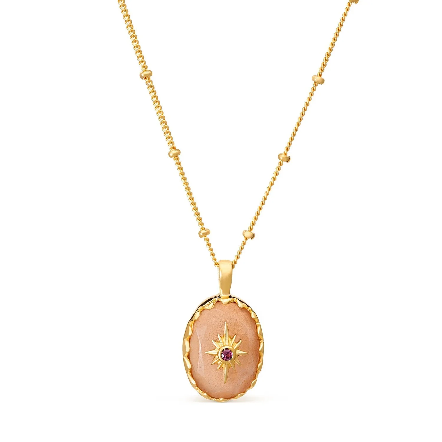 Lone Star Peach Moonstone Statement Necklace sold by Azuni London