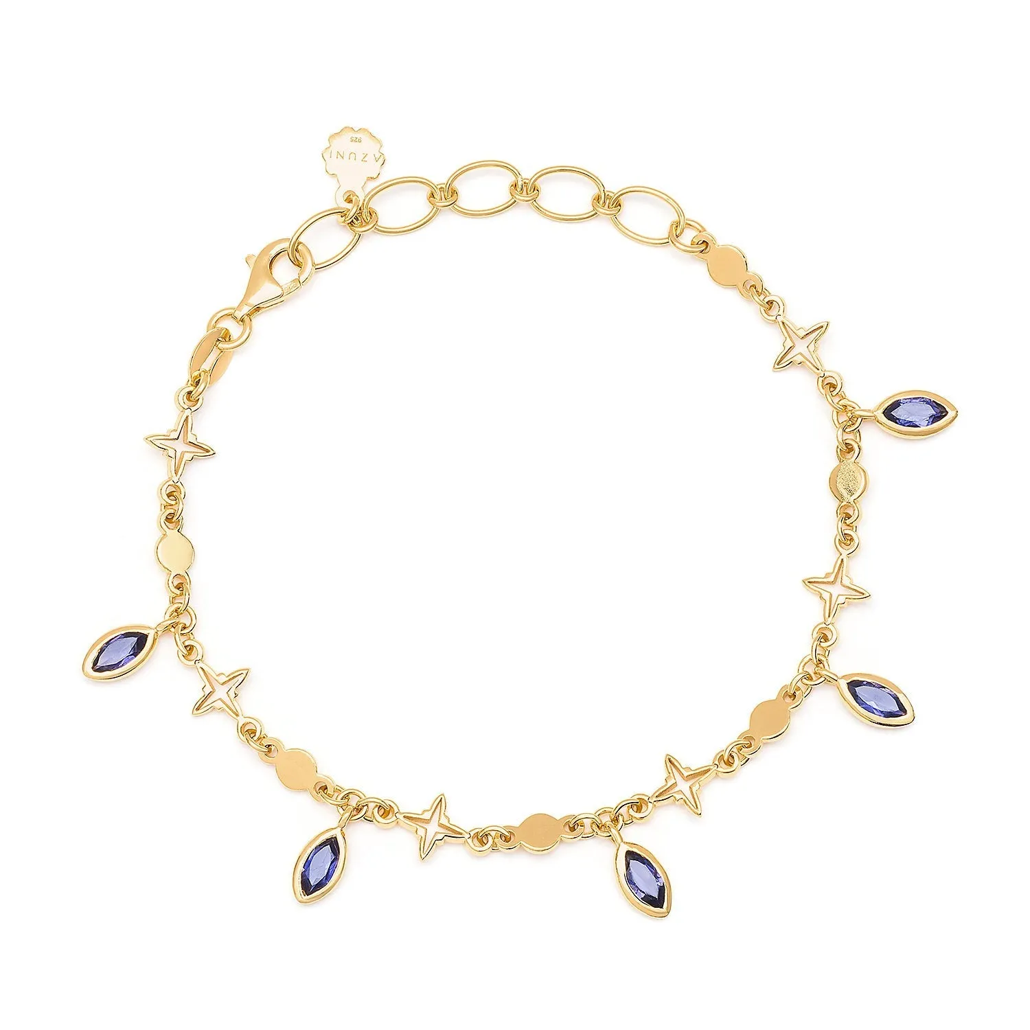 Four Pointed Star Gemstone Bracelet with Iolite sold by Azuni London