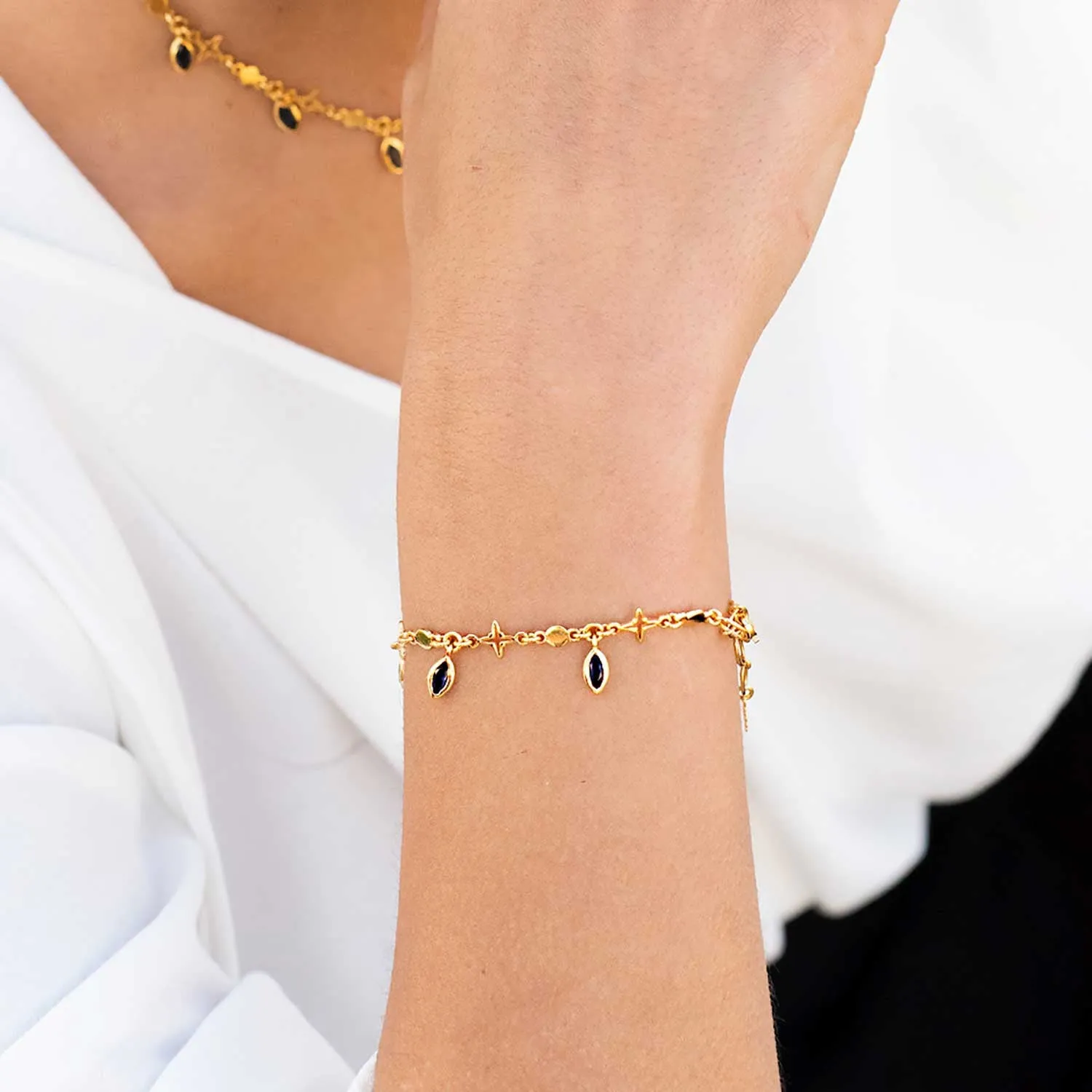 Four Pointed Star Gemstone Bracelet with Iolite sold by Azuni London product image thumbnail 2