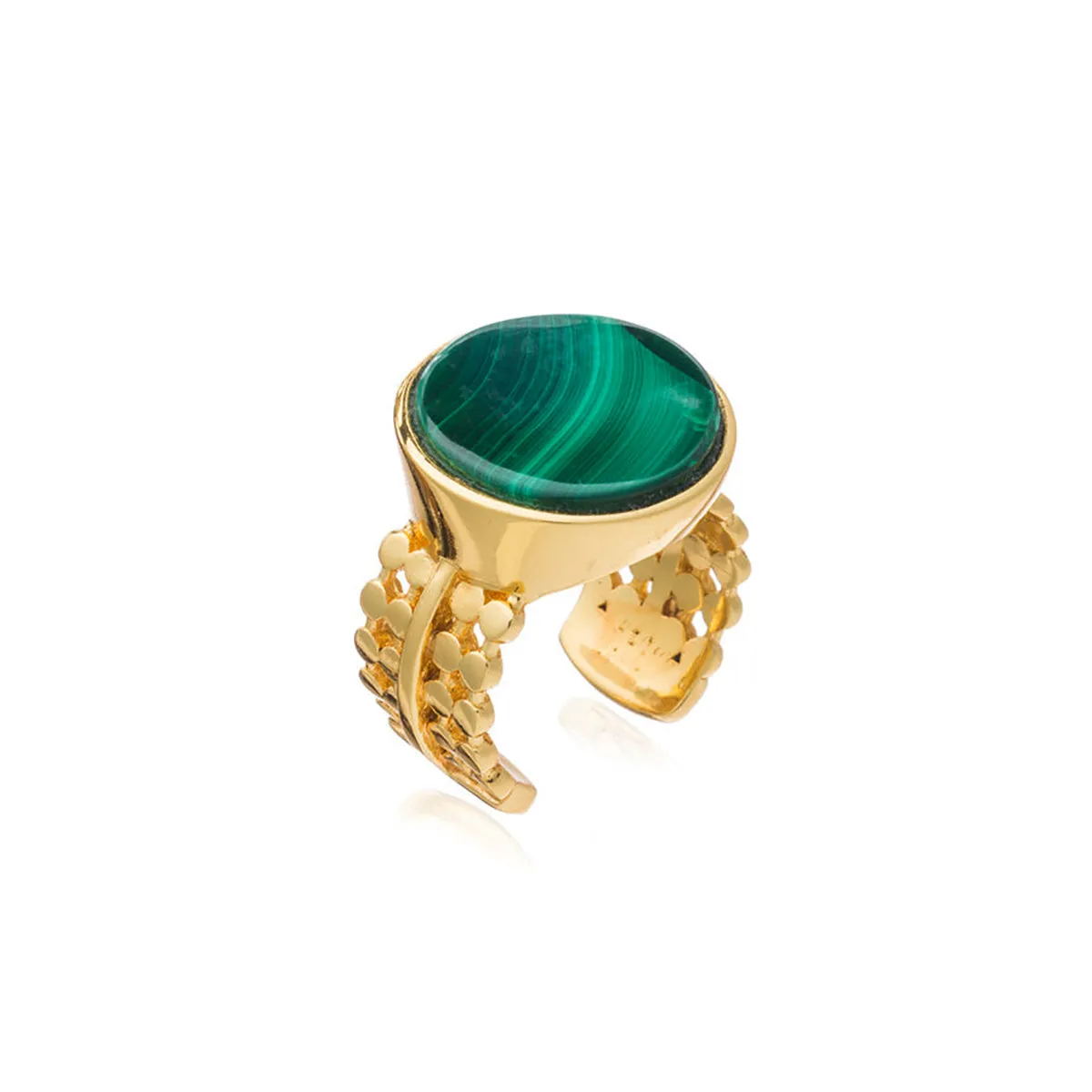Malachite Stone Disc Cocktail Ring sold by Azuni London product image thumbnail 3