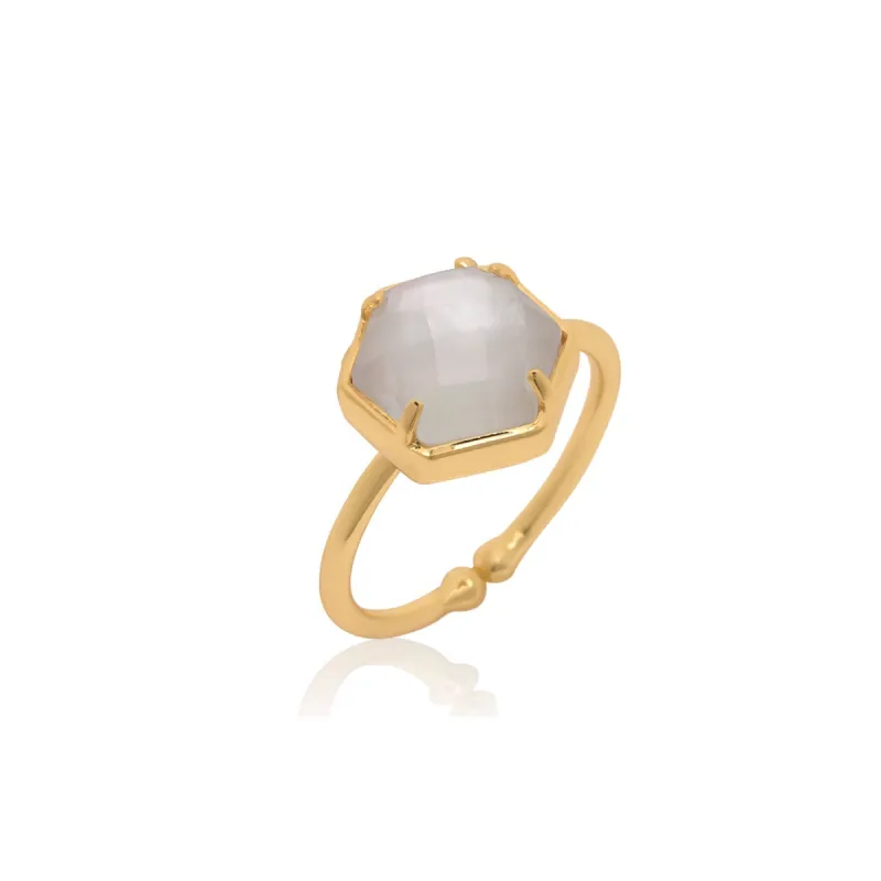 Thea Hexagon Gemstone Ring made by Azuni London