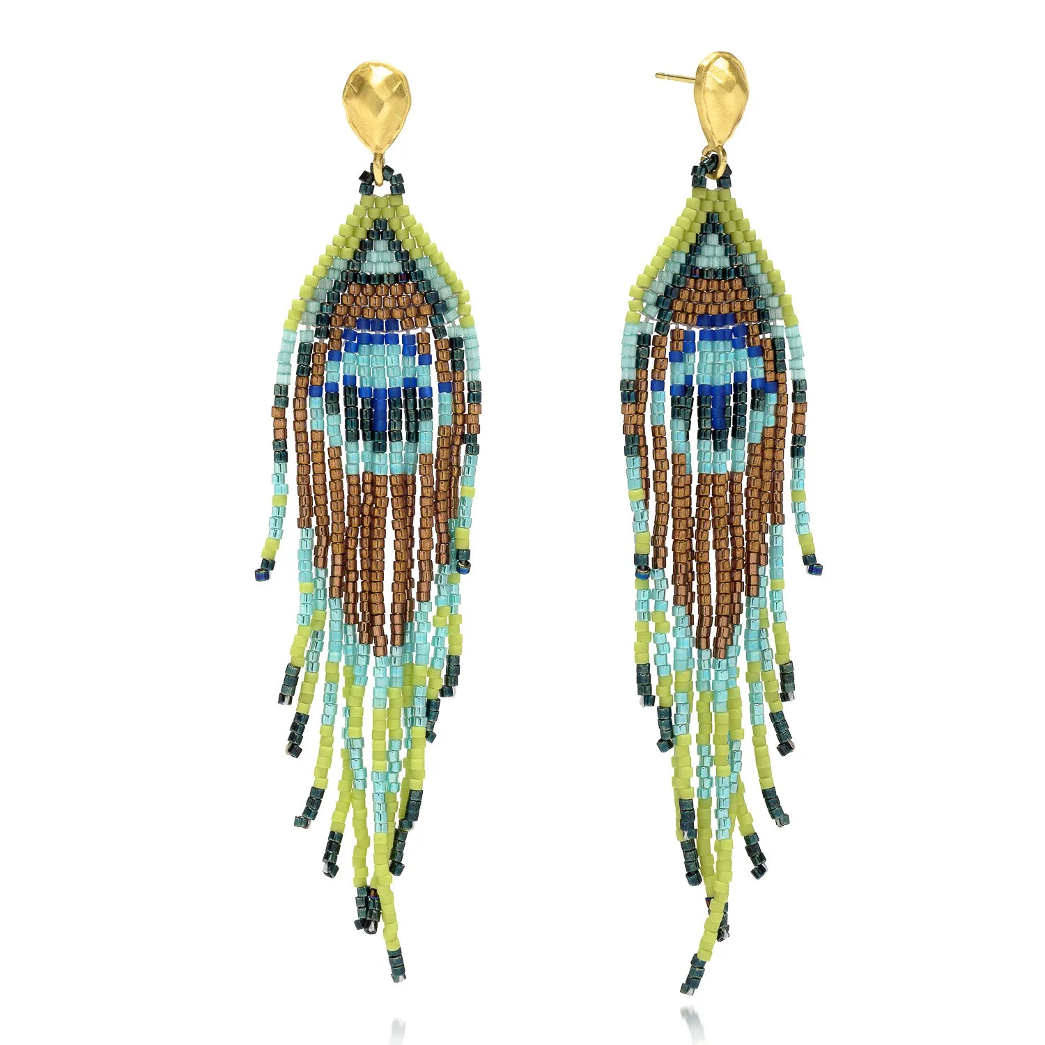 Peacock Fringe Earrings sold by Azuni London