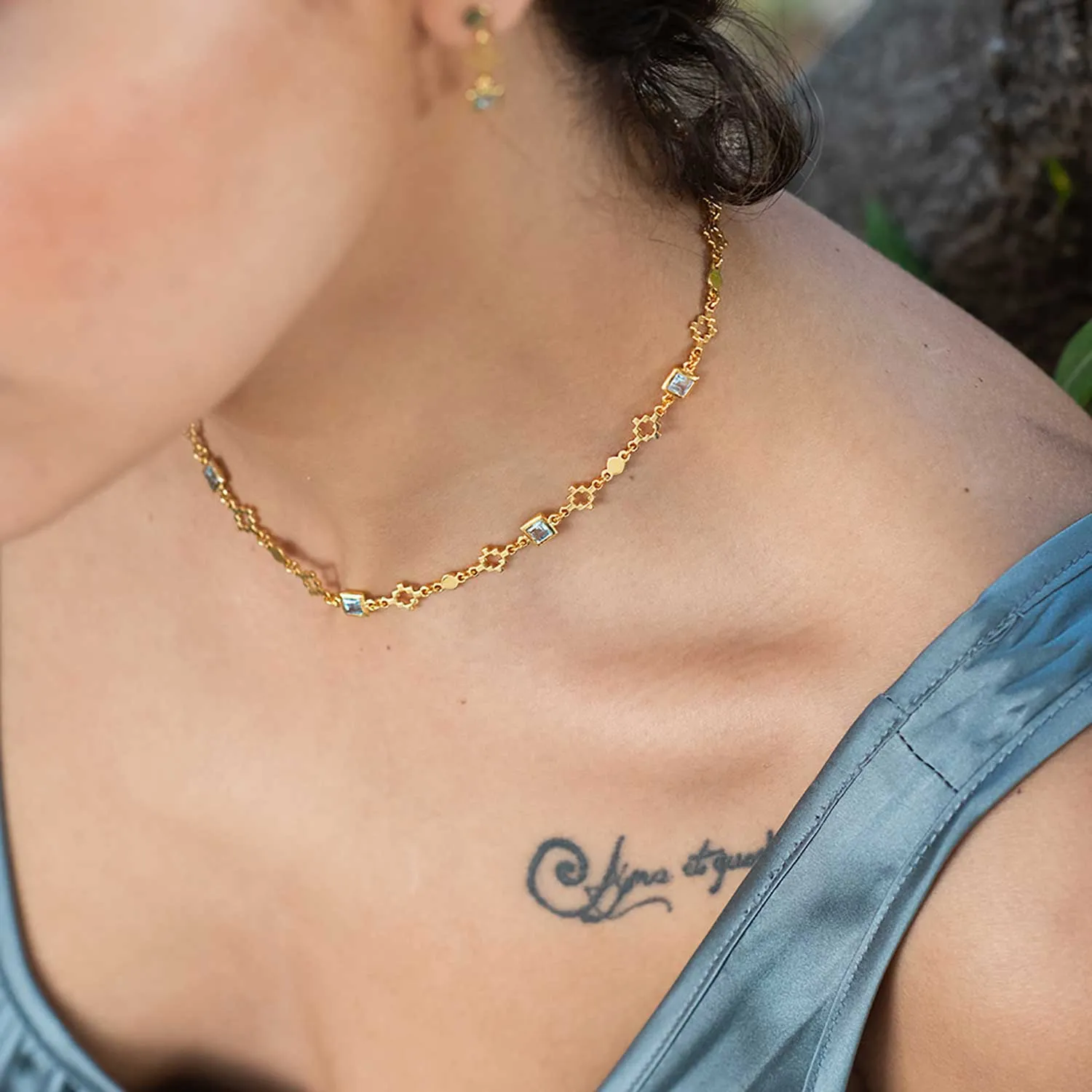 Inca Cross Necklace with Blue Topaz sold by Azuni London product image thumbnail 2