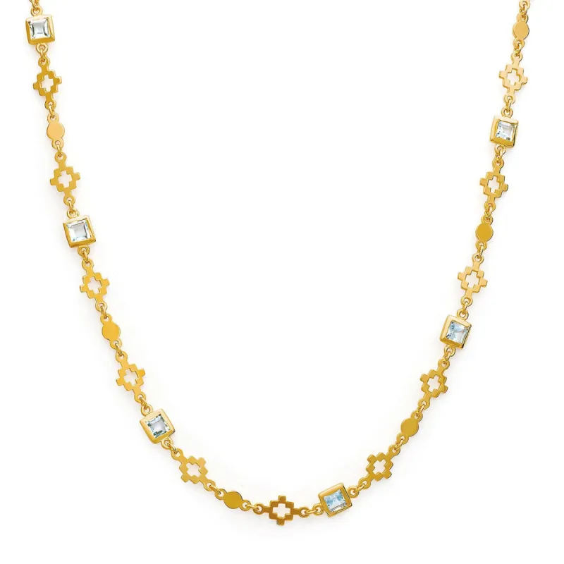 Inca Cross Necklace with Blue Topaz sold by Azuni London