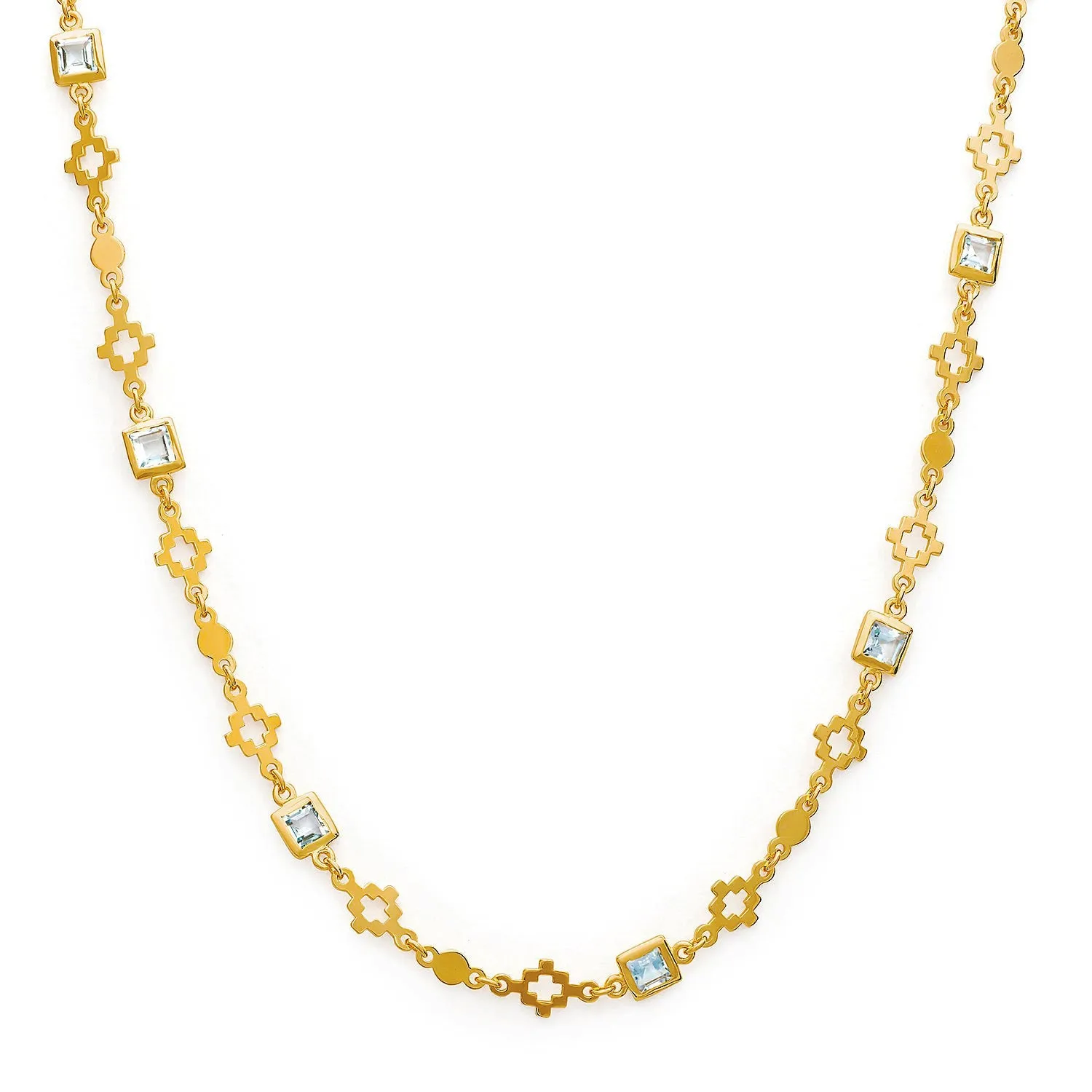 Inca Cross Necklace with Blue Topaz sold by Azuni London