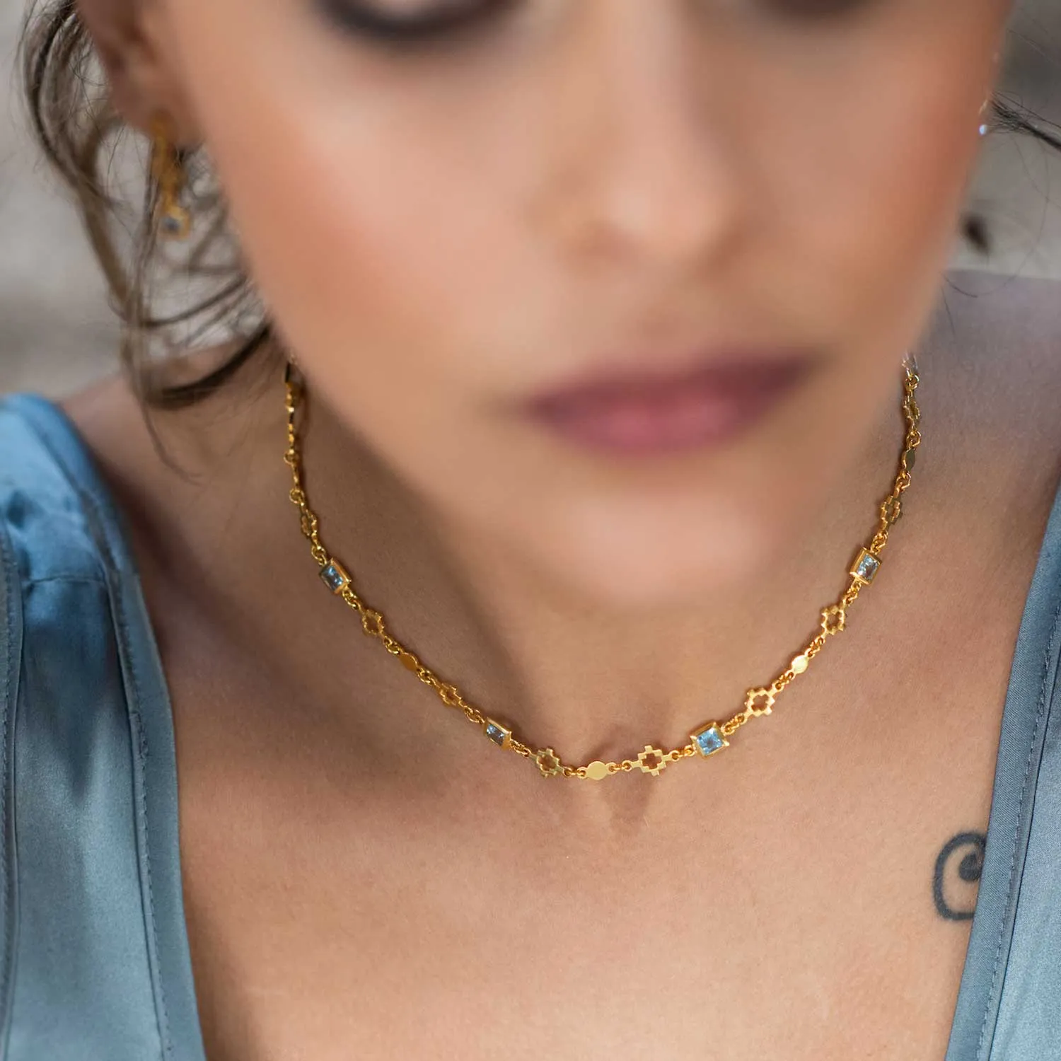 Inca Cross Necklace with Blue Topaz sold by Azuni London product image thumbnail 4