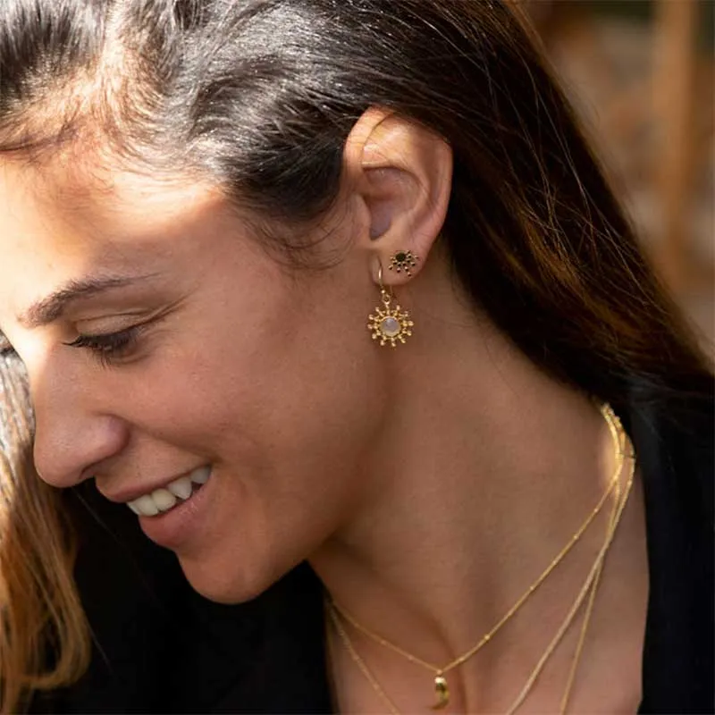 Etrusca Gold Sun Drop Earrings with Black Onyx sold by Azuni London product image thumbnail 3