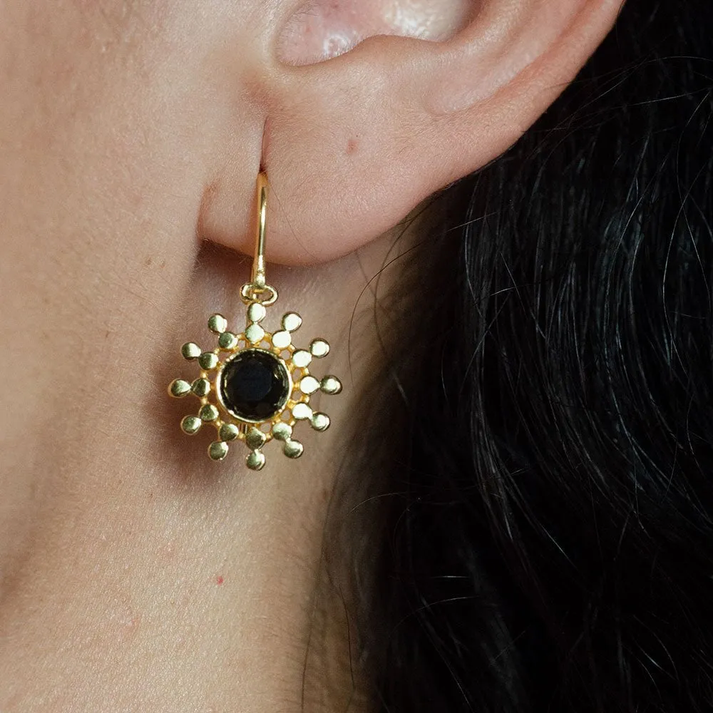Etrusca Gold Sun Drop Earrings with Black Onyx sold by Azuni London product image thumbnail 2