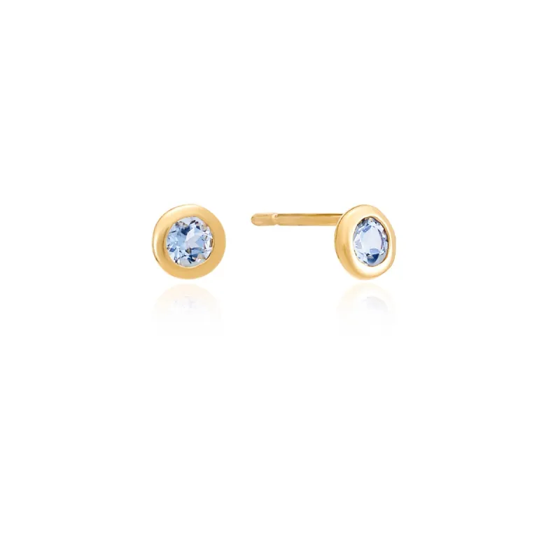 Blue Topaz Round Gemstone Stud sold by Azuni London