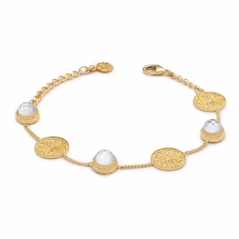 Apollo Faceted Gemstone And Ornate Coin Bracelet sold by Azuni London