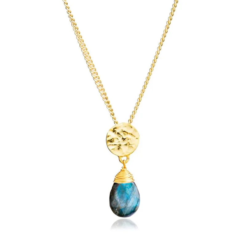 Classic Athena Gemstone Necklace: Labradorite sold by Azuni London
