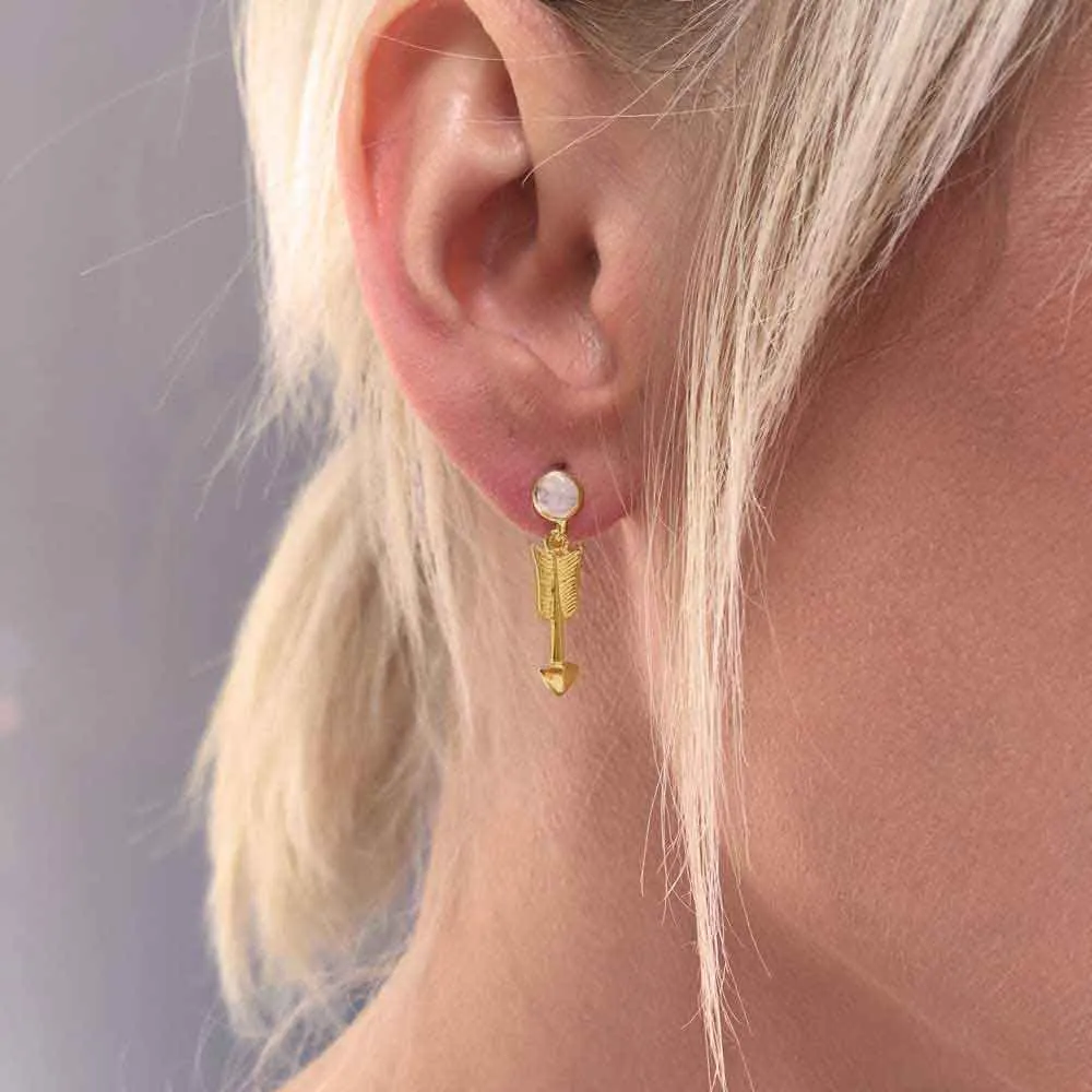 Pueblo Moonstone and Arrow Drop Stud, Gold Vermeil sold by Azuni London product image thumbnail 4